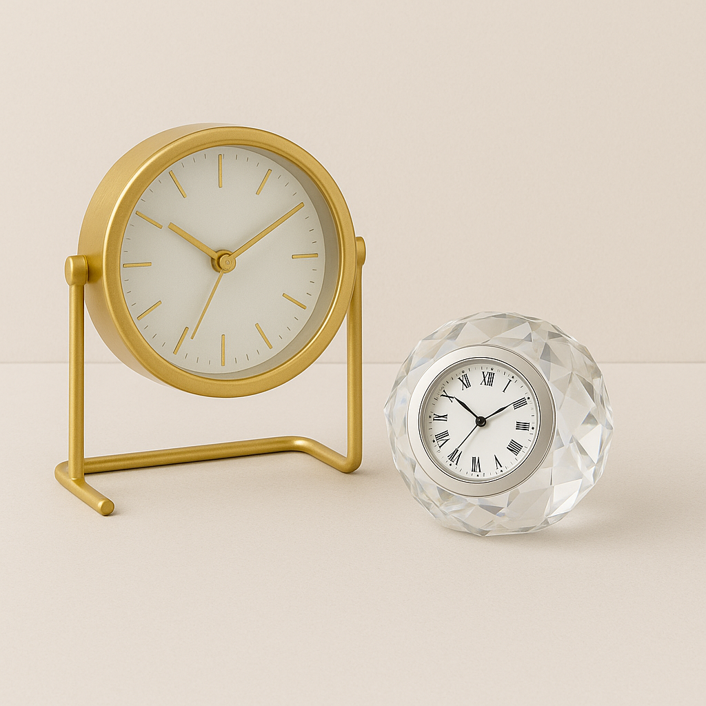 Metal Table Clocks or Crystal Showpieces